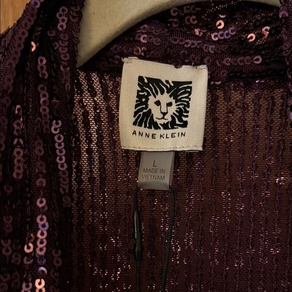 NWT Anne Klein Deep Purple Purple Sequin Blazer Jacket Evening Wear Large - Picture 7 of 10